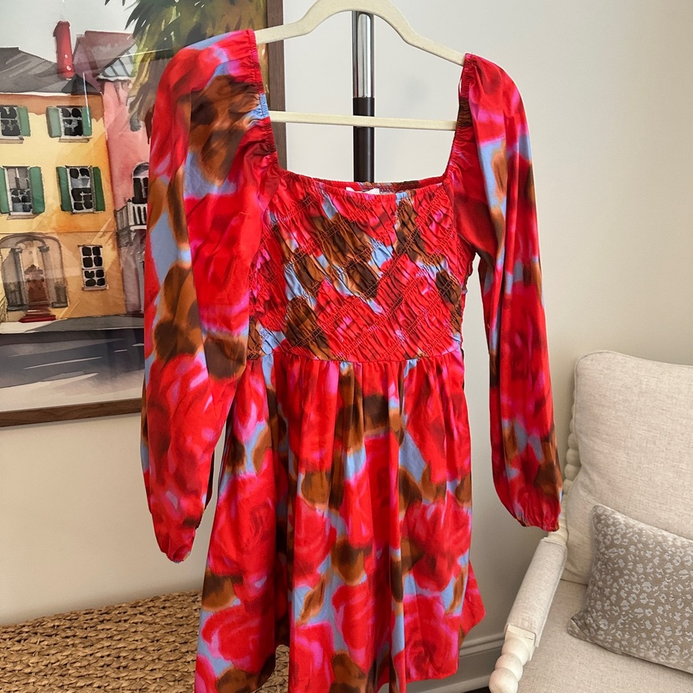 Peach Love California Red and Blue Dress